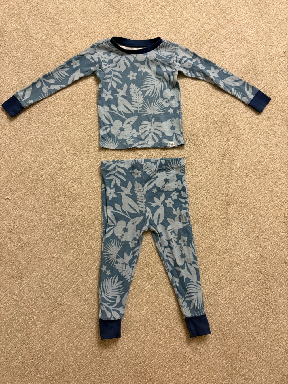 Honest Baby Organic Cotton 2-Piece Pajama Set Blue Tropical Aloha - Size 24M